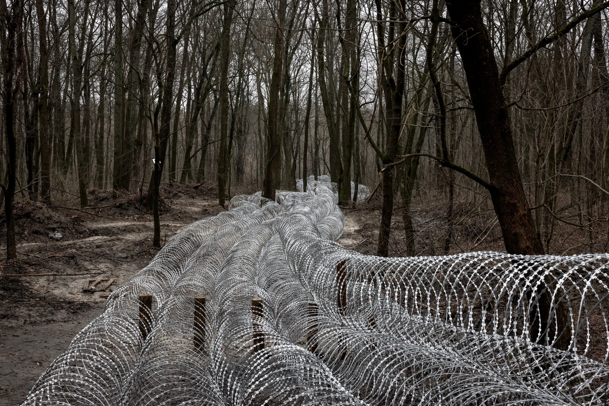 Україна встановила оборону з колючого дроту на кордоні з Курською областю Росії.